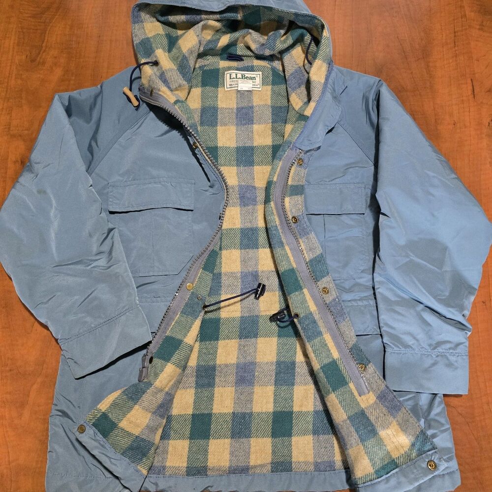 L.L. Bean Vintage Womens 1980s Plaid Wool Lined Baxter State Parka Coat L